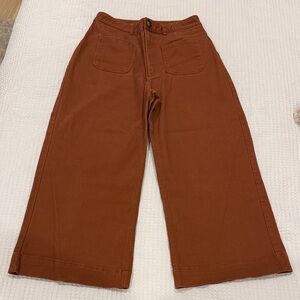 Rust Wide-Leg Cropped Pants